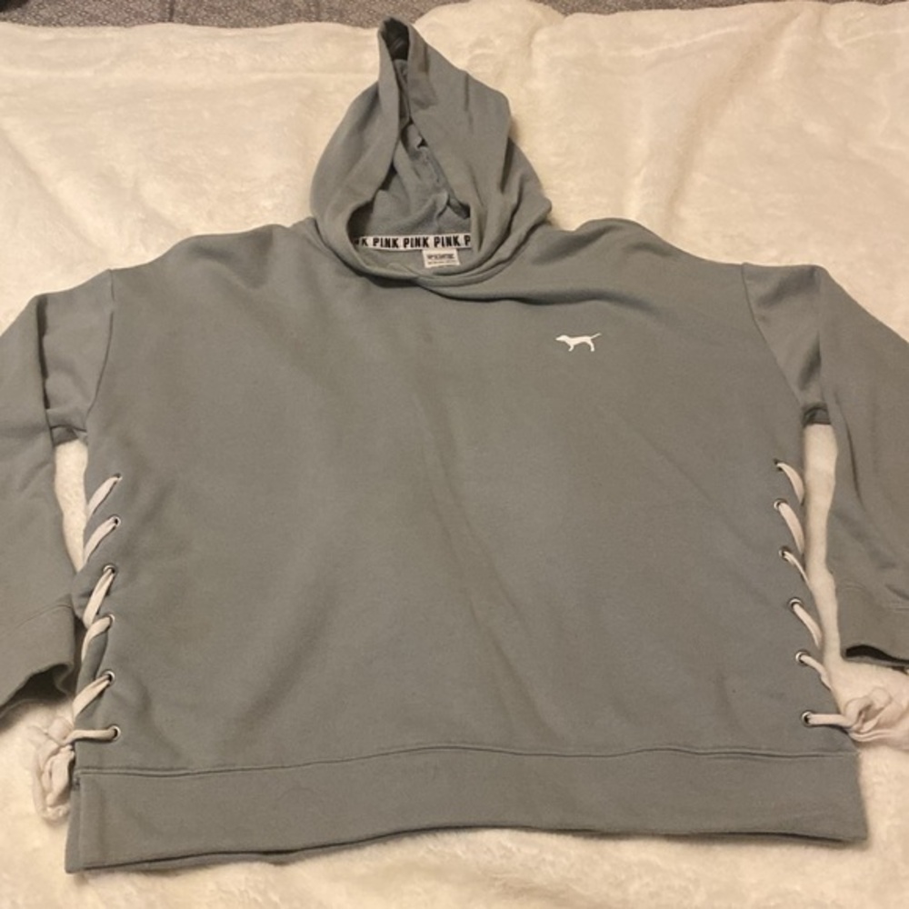 Victoria’s Secret pink hoodie with lace is up each side